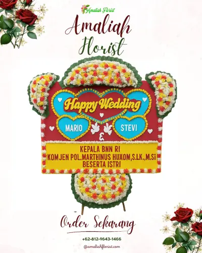 Karangan Papan Bunga Pernikahan di Kadujajar